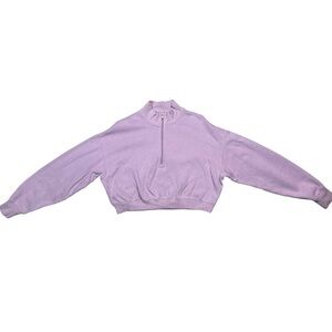 Skims Cropped Quarter Zip Sweatshirt Blush Pink Size Medium